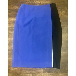 Boden Sz 4R 4 Regular Blue Black Color Block Classy Front Pleat Pencil Skirt EUC